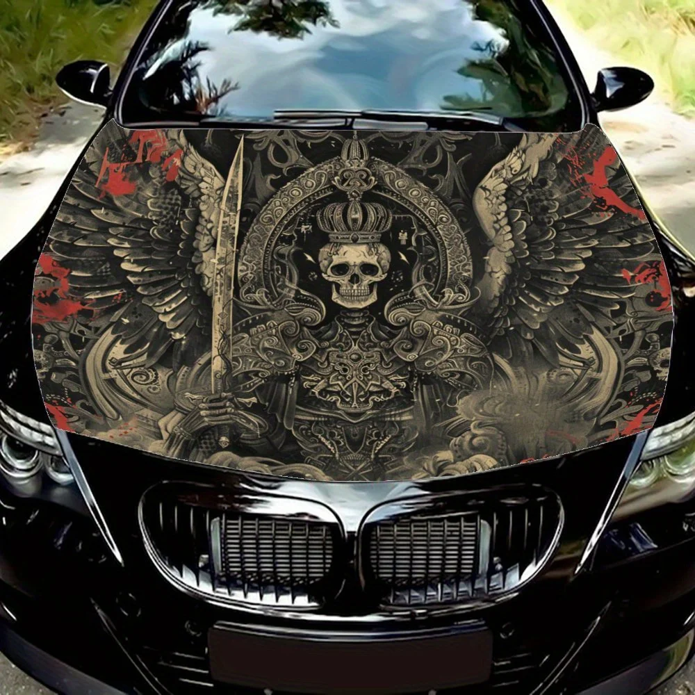 

Виниловые наклейки с символом мощности крыльев и черепа, виниловая наклейка с графикой на капот автомобиля, создайте уникальный художественный стиль автомобиля