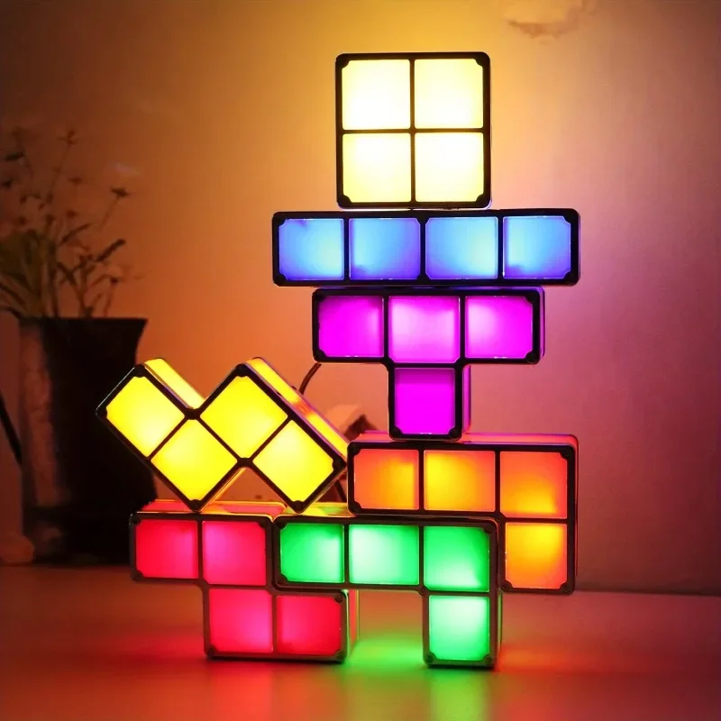 Lámpara cuadrada 3D de colores, luz Led inteligente que emite luz, juguete de mesa, dormitorio, rompecabezas, ambiente, regalo para niños