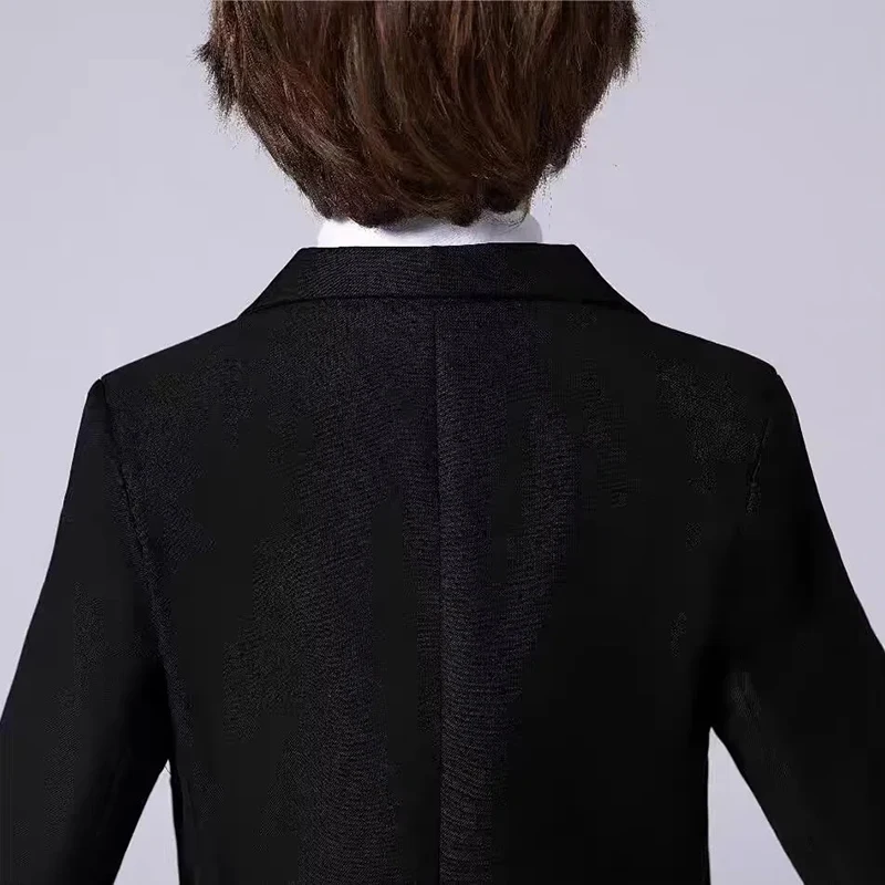 Black Kids Suit Set for Boys 3-16 Years Old 3 Pieces Formal Graduation Ceremony Weddings Kids Tuxedo Piano Performance