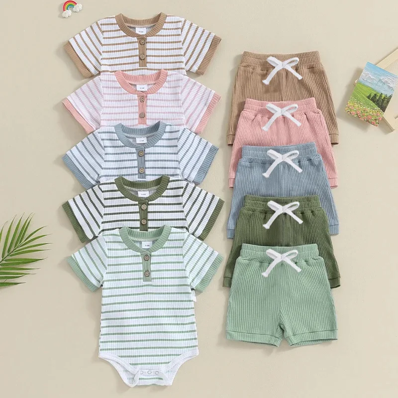 Baby Summer Jumpsuit Short Sleeve Jumpsuit Newborn Toddler Jumpsuit Romper Shorts Set