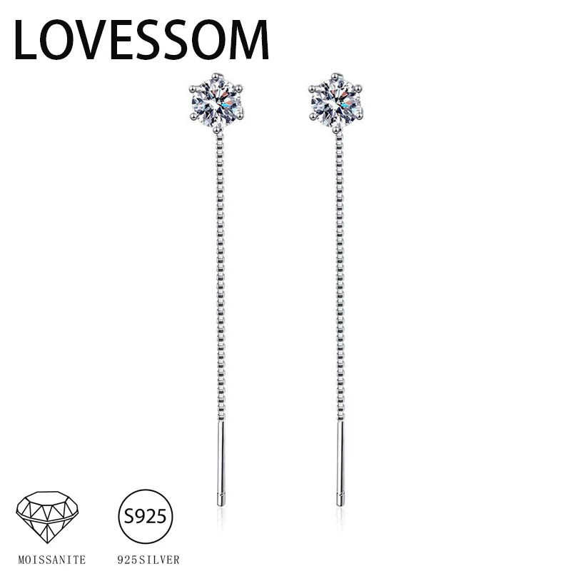 S925 silver 0.5 carat moissanite classic six-claw tassel earrings simple and compact female Valentine's Day gift