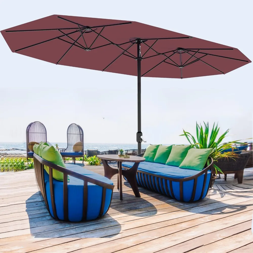 

13FT XL arge Double-Sided Patio Umbrella Waterproof UV-Resistant without Base