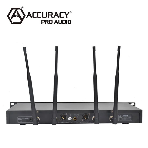 Accuracy Pro Audio UHF-2000 4 Channels Hot Sale UHF Wireless Mic Handheld Microphone For Karaoke Or Meeting