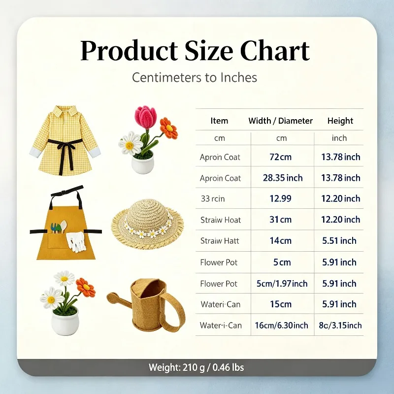 New 23 Inch Gardener Goose Clothing Set with Accessories Hat Scarf Can Pot Decorative Costume for Yard Statue (without Goose)