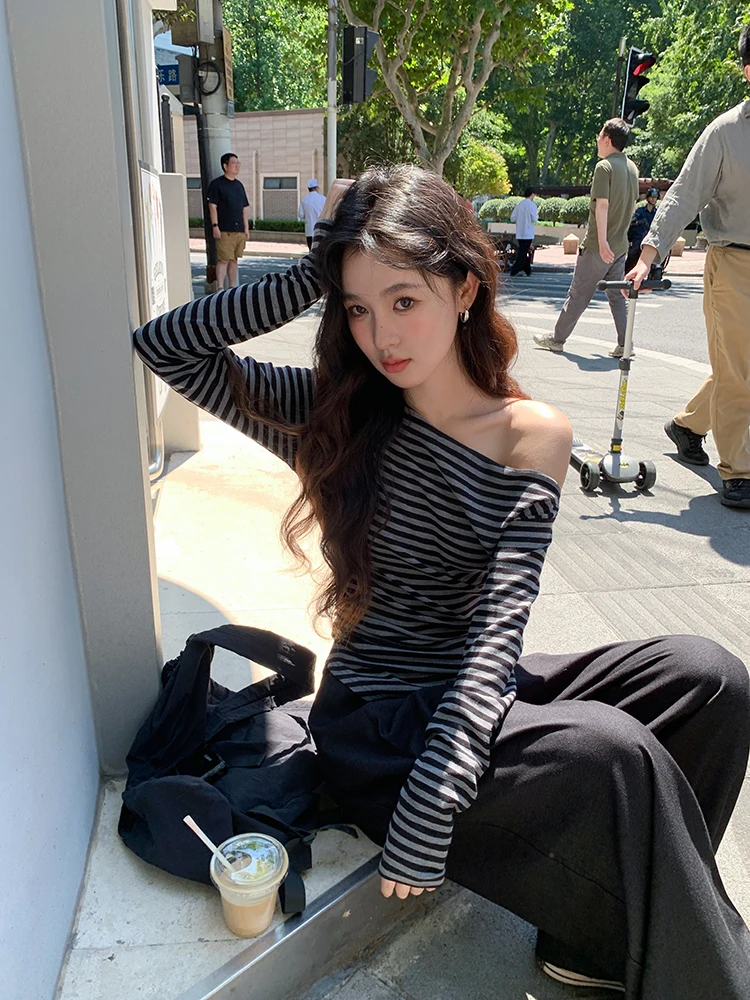 

Женская футболка Cleanfit с длинным рукавом и открытыми плечами, весенняя новинка, дизайн в стиле Spicy Girl, облегающий крой, повседневный топ для ежедневной носки