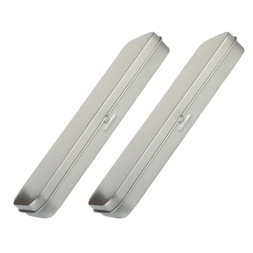 2 Pcs Pencil Cases Tinplate Stationery Box Daily Use Organizer Storage Multi-function Silver School Student