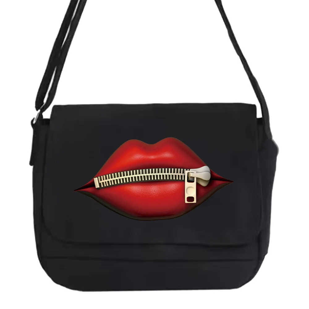 Messenger Bag Japanese Multi-function Messenger Bag College Student  Literature Fashion Portable One-shoulder Mouth Pattern Bags