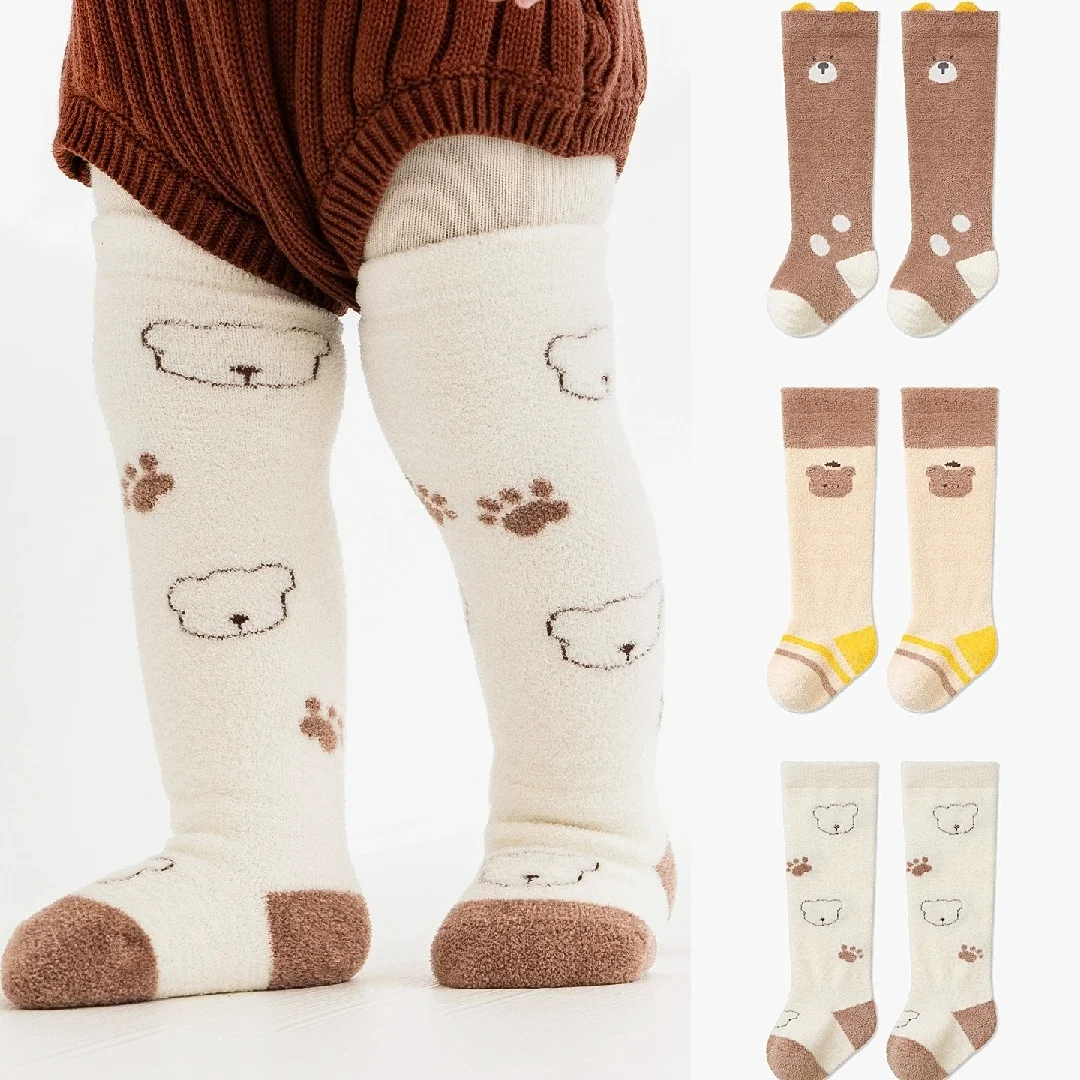 

3 Pairs Toddlers Boys Girls Socks Knee High Cartoon Infant Long Tube Sock Cotton Baby Stockings Children's Casual Sock 0-3Y