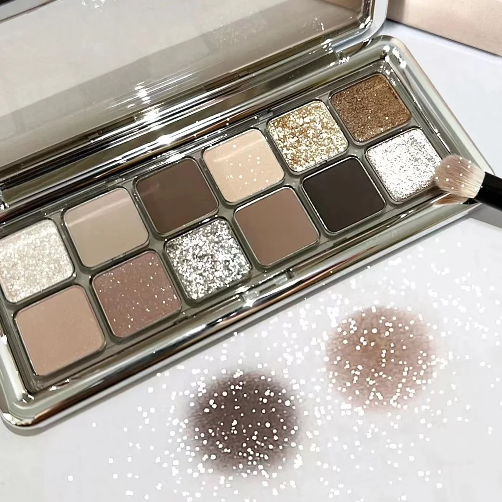 12-kolorowa paleta cieni do powiek Nude Matte Shimmer High Pigment Grey Color Tone Wodoodporna profesjonalna paleta cieni do powiek