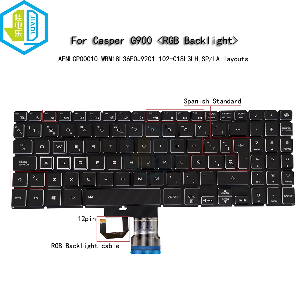 RGB Backlit Latin Fit Spanish Keyboard For Casper Excalibur G900 For Quanta NLCA NLCB NLCG AENLCP00010 for Maibenben M543