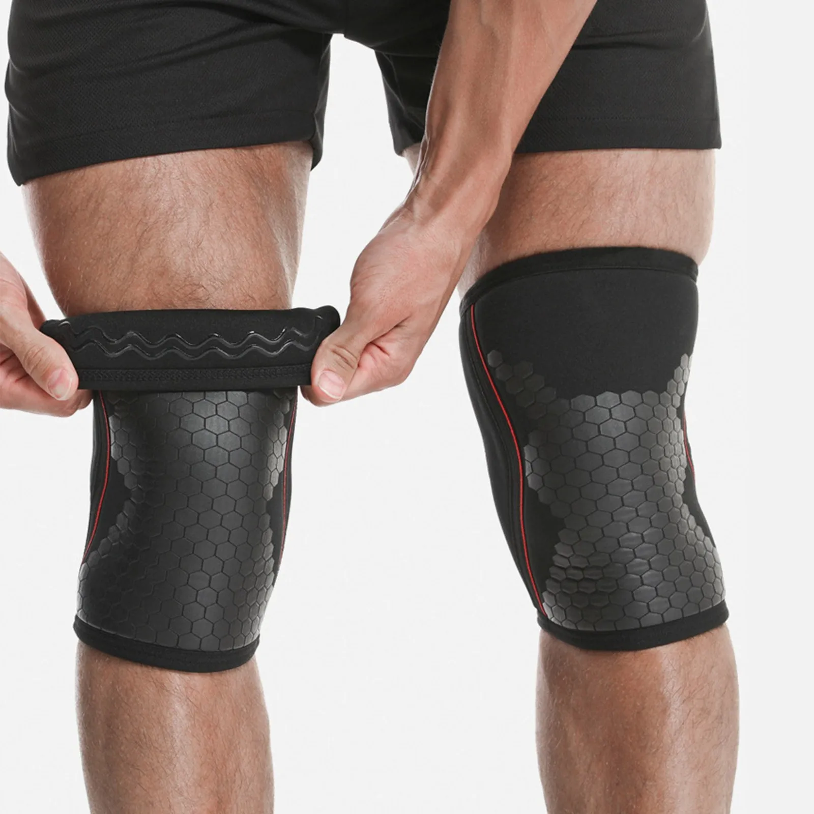 1PC Men's Women's Honeycomb Knee pads Squat Fitness Strength Training Weightlifting Kneepad 7mm thicken Neoprene Knee Sleeves