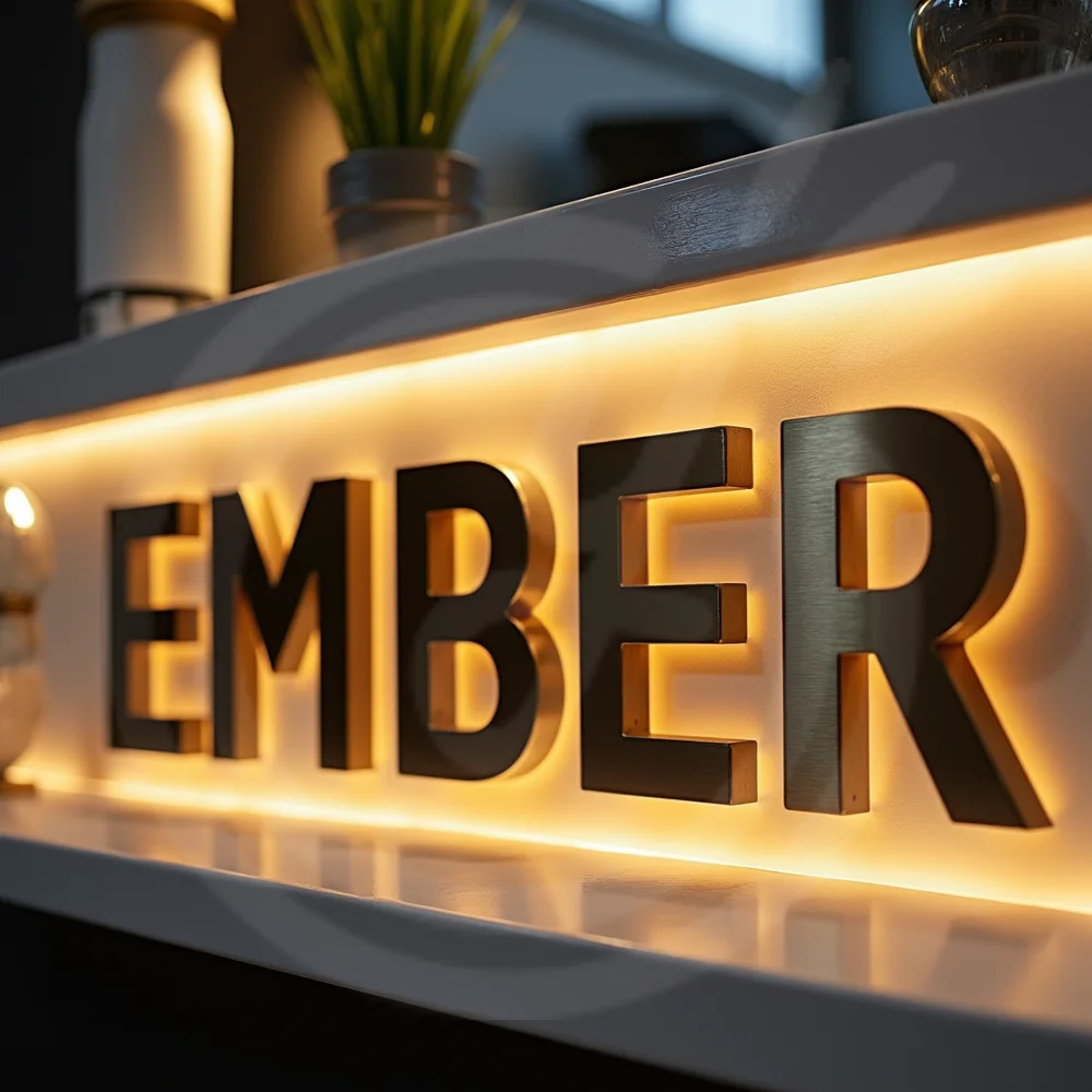 Gold 3D Outdoor Letters Illuminated Metal Backlit Sign Custom LED Lighted Company Business Signage for Indoor Outdoor
