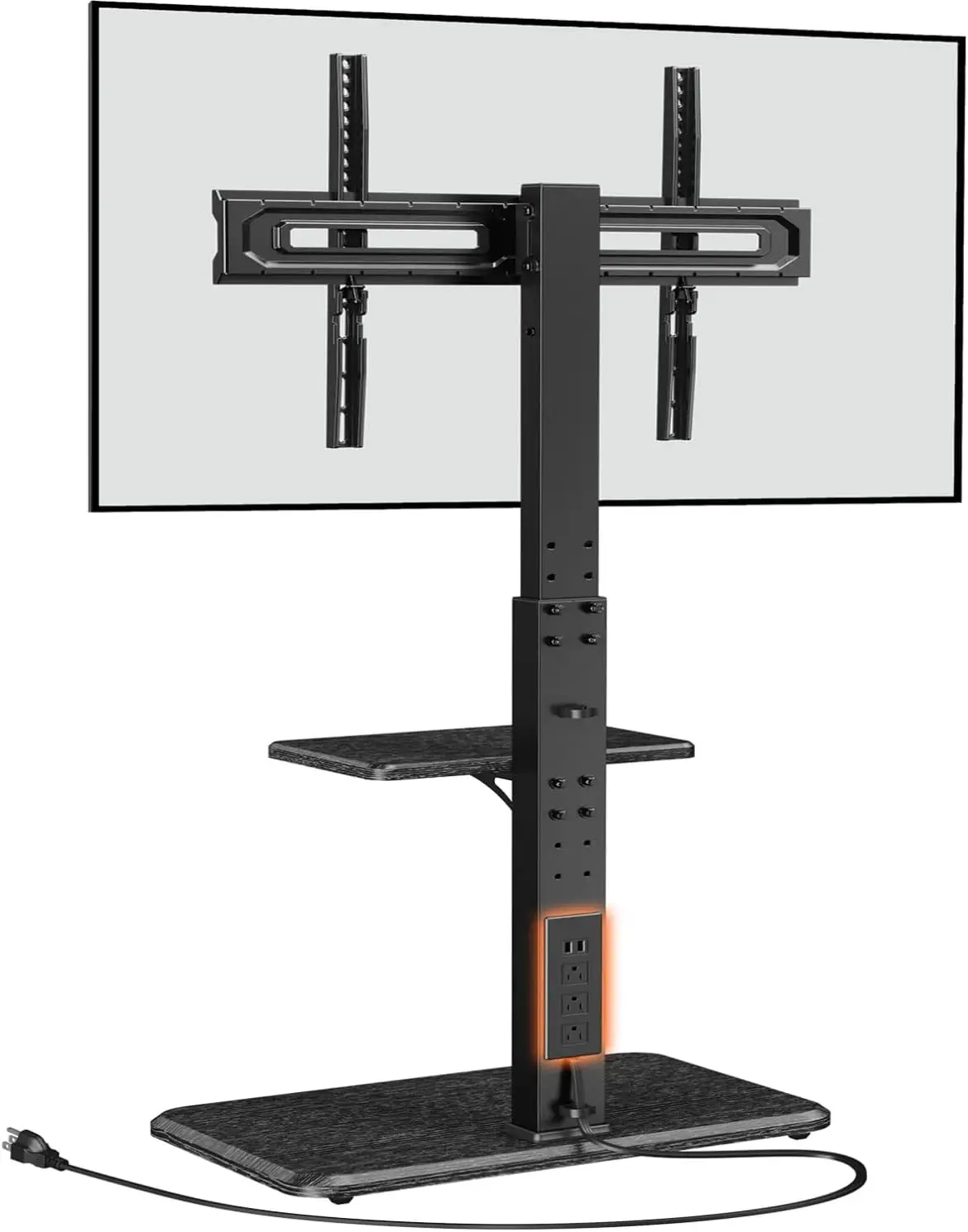 

Floor TV Stand with Power Outlet, Universal TV Stand for 32-75 inch TVs up to 110 lbs, Height Adjustable Standing TV Mount