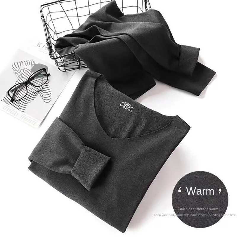 Mens V-neck Thermal Underwear Set Long Johns Men Autumn Winter Shirt and Pants 2 Piece Set Male Long Underwear Thermal Clothing