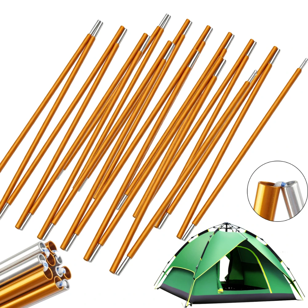 Pre-Assembled Tent Pole Aluminum Alloy Tent Pole Black Gold Pre Assembled Support Pole for Hiking Camping Tent Replacement