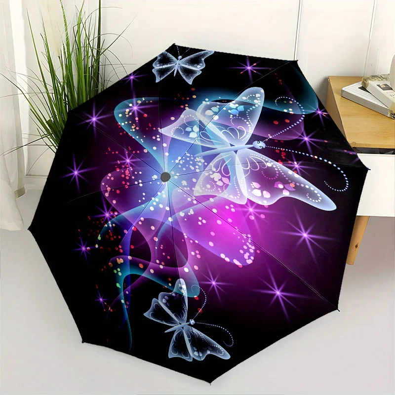 

Automatic Open Compact Umbrella - Portable 3-Fold Folding umbrella with - Elegant Floral pattern, Lightweight Travel Umbrella