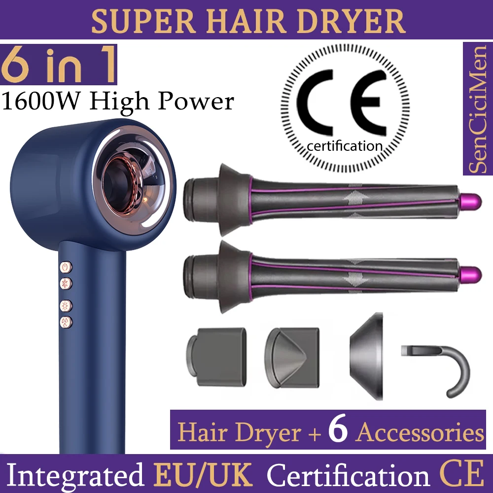 Sèche-cheveux sans pales 220V 1600W, outil de coiffage personnel à ions négatifs, sèche-cheveux électrique à anions constants 1