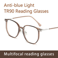 Progressive Multifocus Reading Glasses Women Bifocal No Line Multifocal Ultralight Reader Blue Light Computer Frame Eyeglasses