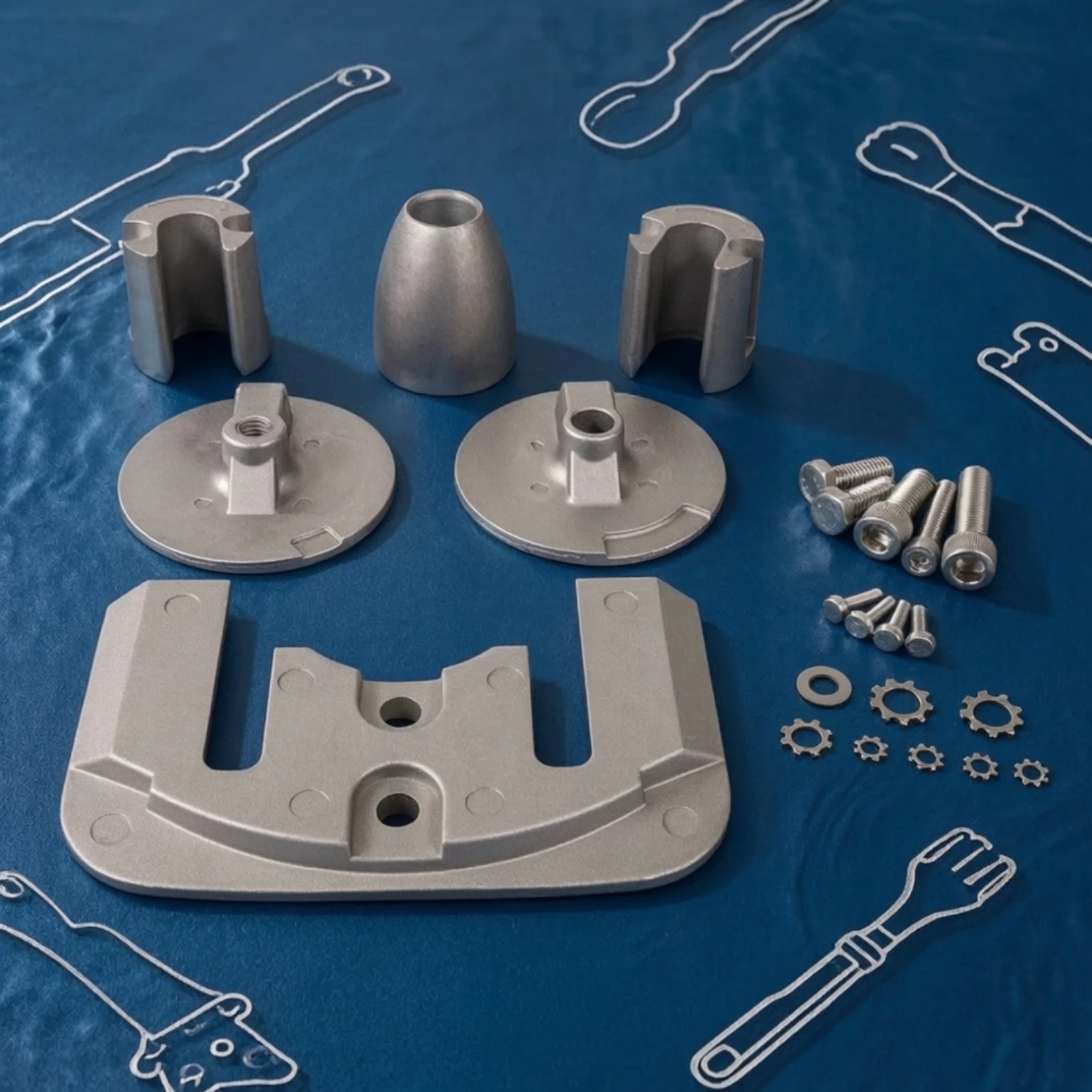 Aluminum Anode Kit Complete Sterndrive Anode Kit Cast Original Equipment Manufacturer for Boat Owners, Saltwater Use