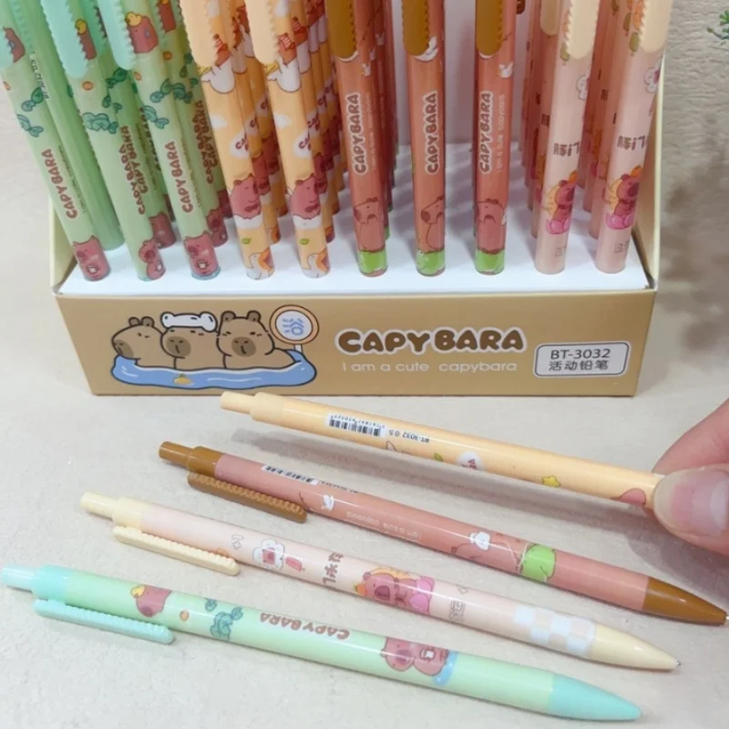 60pcs/lot Kawaii Capybara Mechanical Pencil Cute 0.5MM Drawing Writing Automatic Pen School Office Supplies