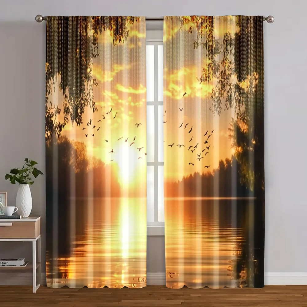 

2pcs, Curtains&Window Treatment Sheer Curtains Durable Polyester (without rod) Art Deco Festive Ldeal for Bedroom Living Room