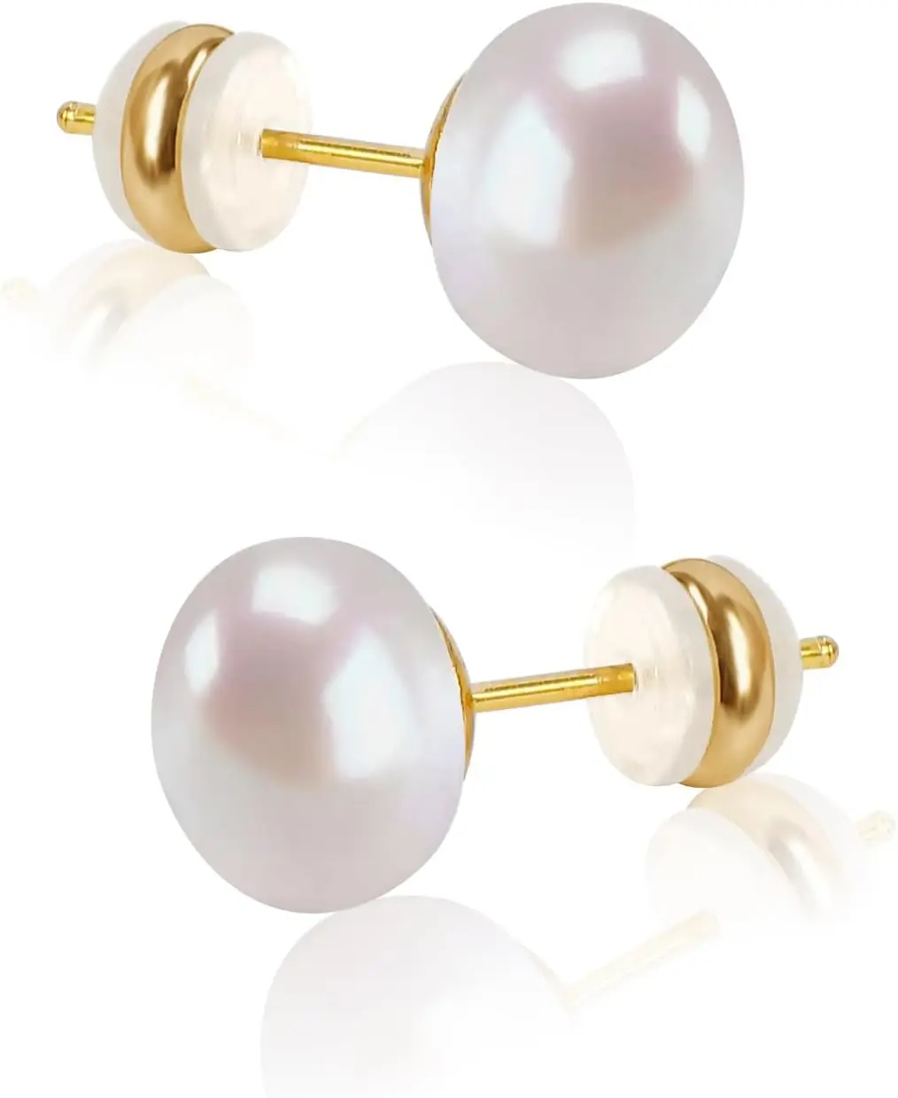 

Natural Freshwater Cultured Pearl Stud Earrings, AAAA+Handpicked, Sterling Silver 18K Gold Plated