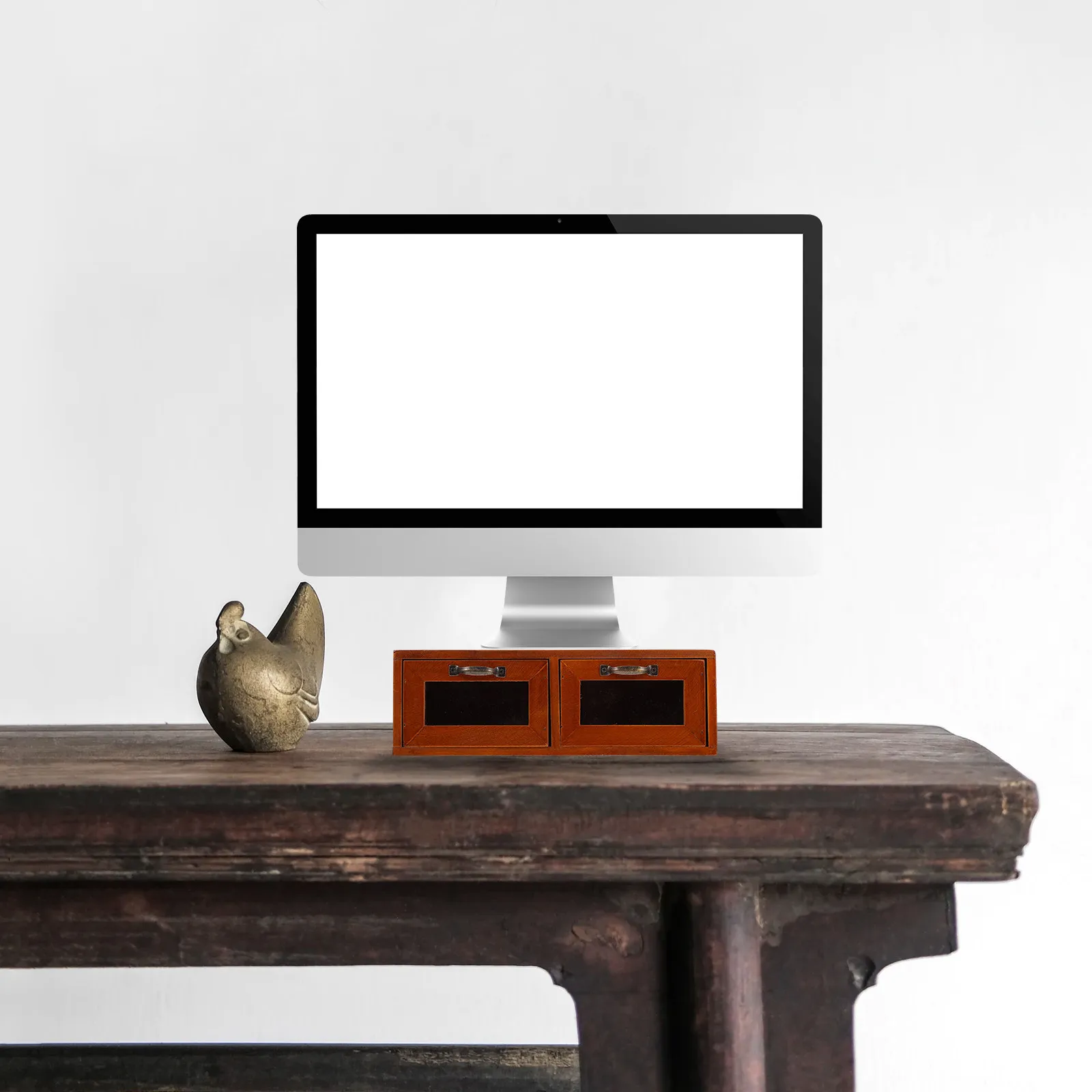 

1Pcs Natural Wood Monitor Stand for Desktop Computer Screen Elevation Storage Rack Home Office Desk Organizer Space Saving