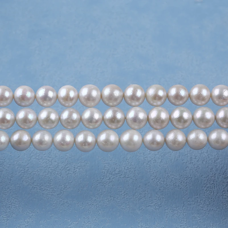 Near Round Natural White Freshwater Pearl Wholesale 10-12mm Different Grade Edsion Pearl String For DIY