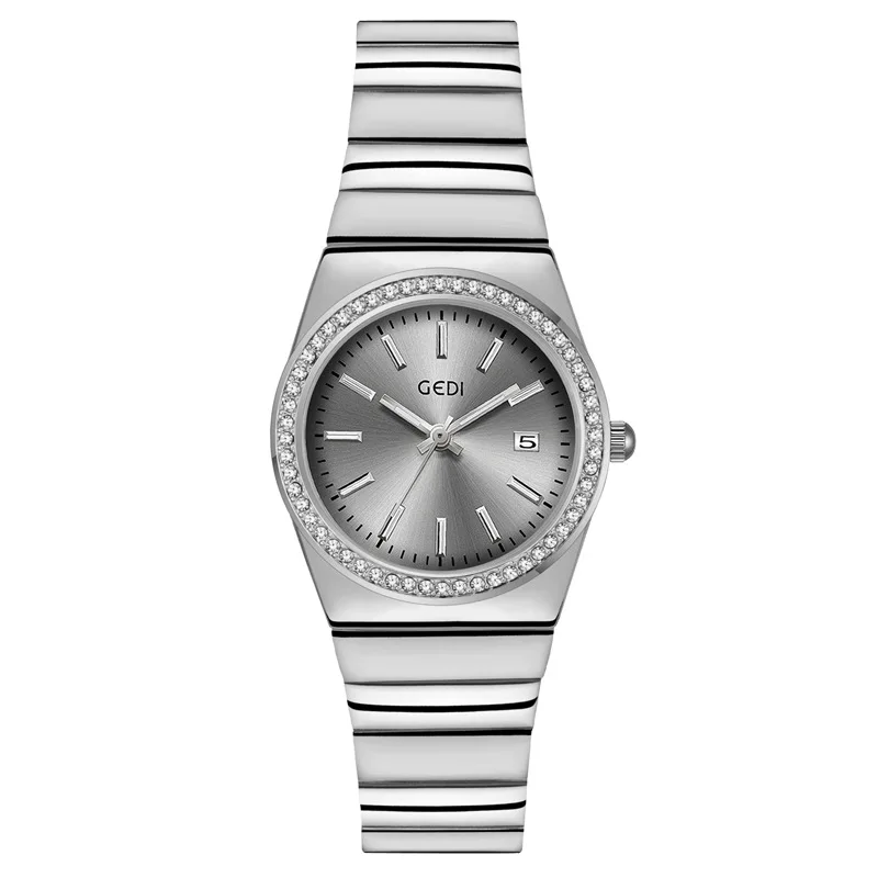 Niche Premium Sense Belt Calendar Guangzhou Watch Women's Light Luxury Diamond-encrusted Waterproof Bamboo Belt Quartz Watch