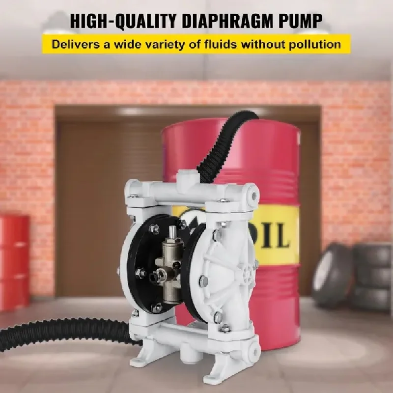 Air-Operated Double Diaphragm Pump, 1/2 in Inlet & Outlet, Polypropylene Body, 13.2 GPM & Max 120PSI