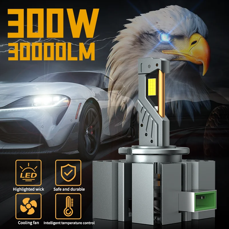 

D1S LED D2S D3S D4S D5S D8S HID D1R D2R D3R D4R D5R D8R Headlight Bulb Car Turbo LED CSP Lamp Canbus 300W 6000K White 30000LM