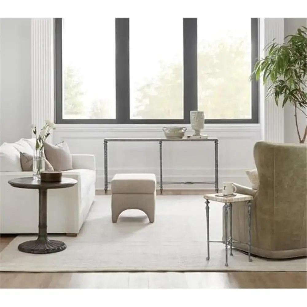 Rectangular Stone Veneer Top Metal Console Table Narrow Depth with Gray Base Metal Frame Object Stone Top 113lbs Weight Metal image 6