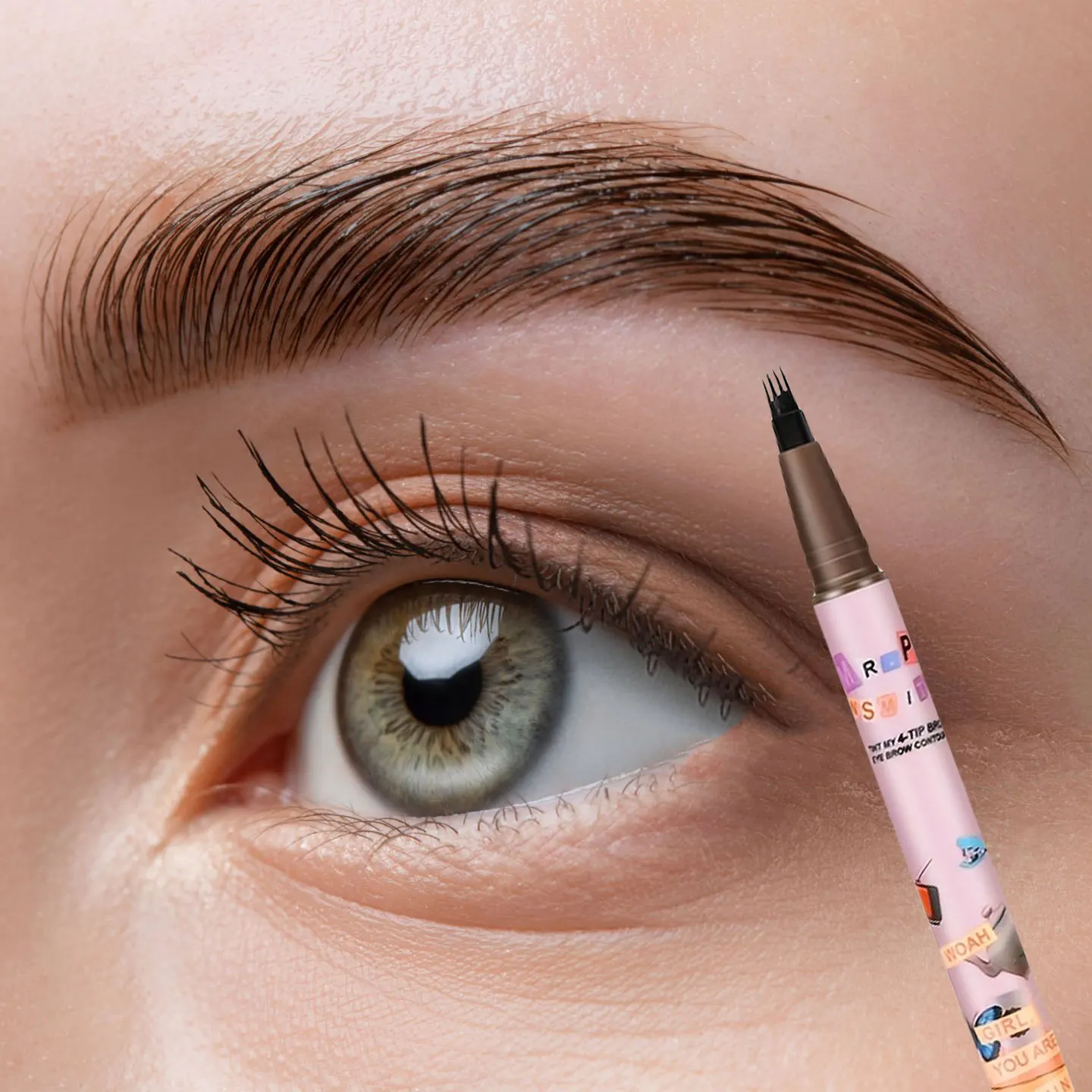 ดินสอเขียนคิ้วแบบน้ำแยก4ชิ้นติดทนนานกันน้ำและแห้งเร็วข้นแต่งคิ้วแบบเบาบางการแสดงสีสูง