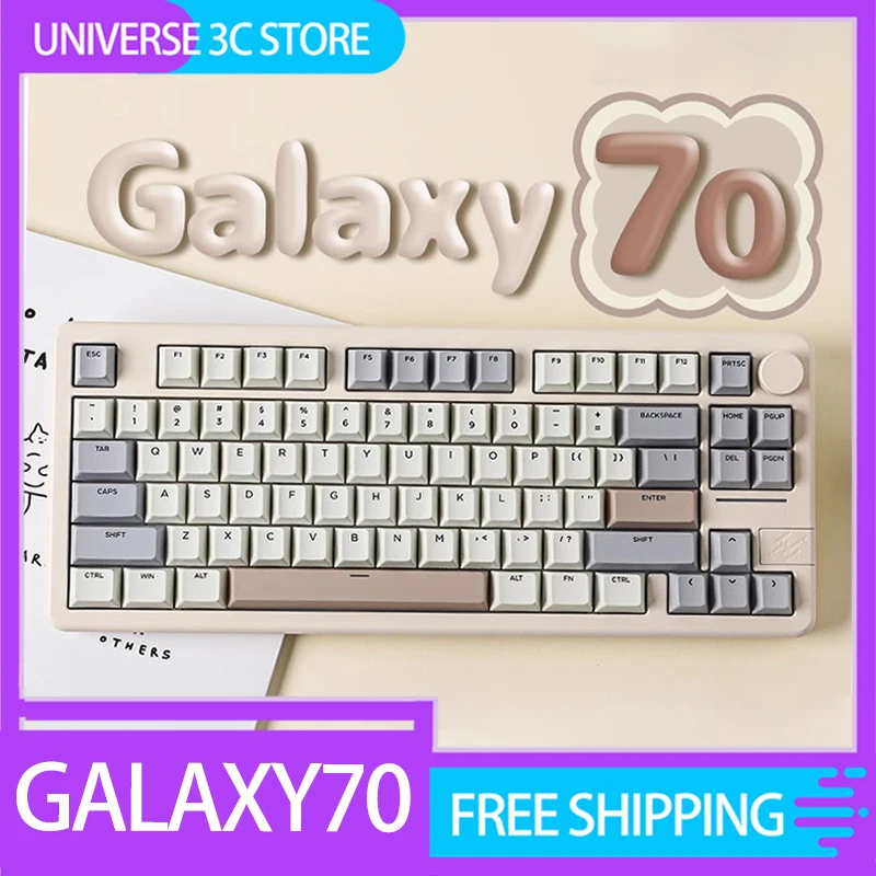 Epomaker Galaxy70 Mechanical Keyboard With Knob Wireless Three Mode Gasket Aluminum Alloy Rgb Hot-Swap Customized Accessories