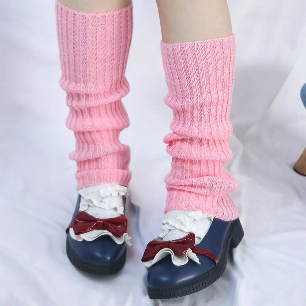 Sweet Girl Autumn Wool Ball Knitted Lolita Foot Cover Knee Cover Leg Warm Socks Leg Warmers