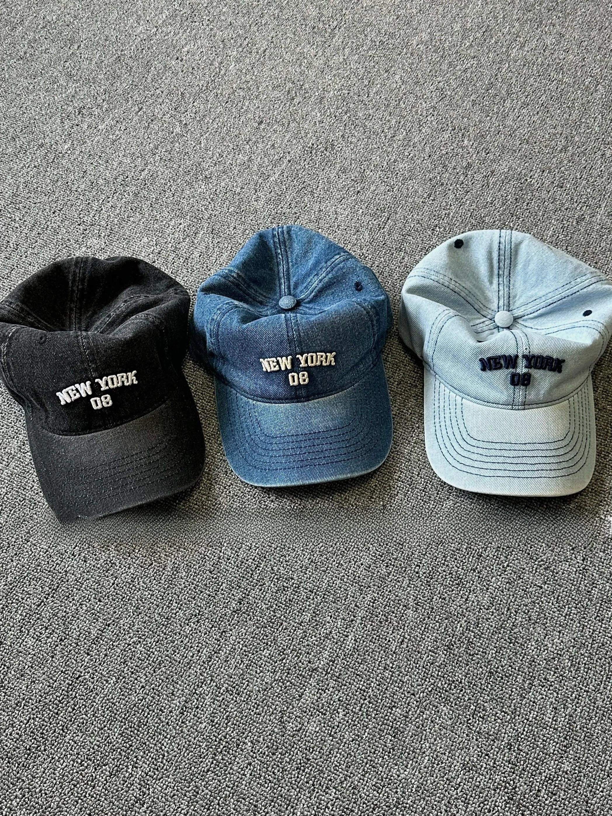 

Waing Baseball Cap Korean Sle Embroidered Denim Spring Summer Sun Protection Cap Men's Blue Cap Casual All Seasons