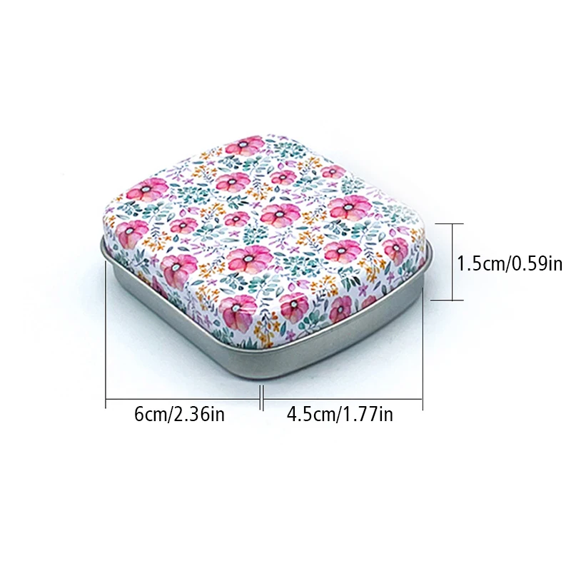 Vintage Flower Printing Iron Box Mini Metal Box Candy Tea Container Jewelry Gift Box Flip Lid Storage Organizer Packaging Case