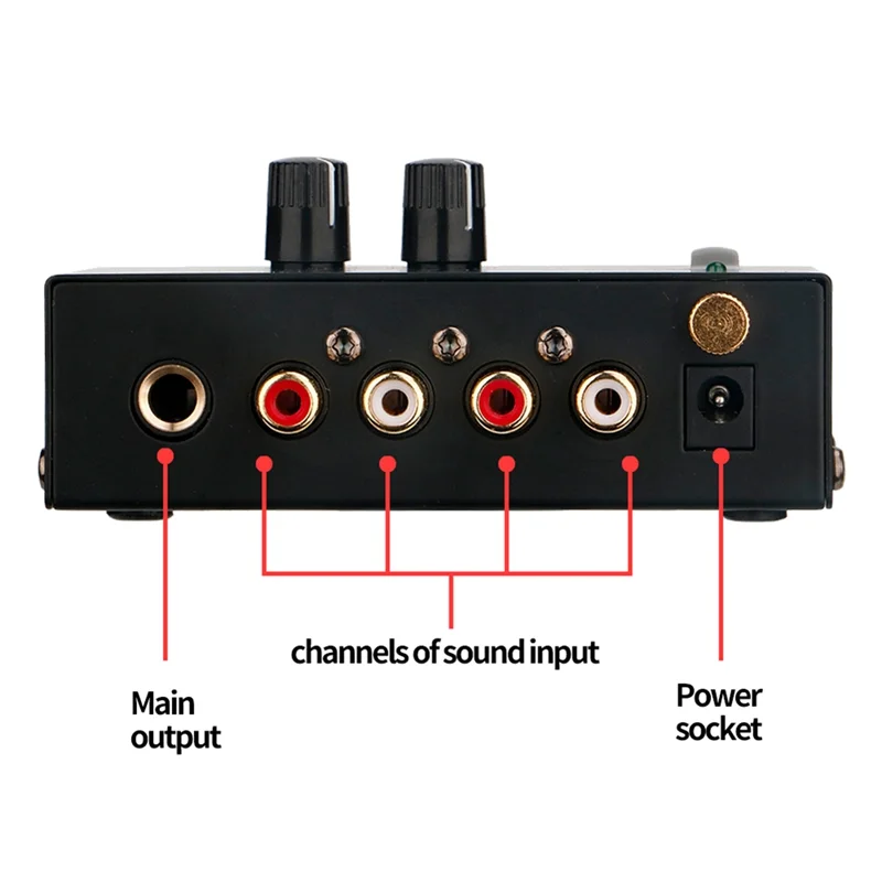 มินิอิเล็กทรอนิกส์เสียงสเตอริโอ Phonograph Preamplifier พร้อมอินพุต RCA เอาต์พุต RCA การทํางานเสียงรบกวนต่ําขับเคลื่อนโดยอะแดปเตอร์ DC 12 โวลต์