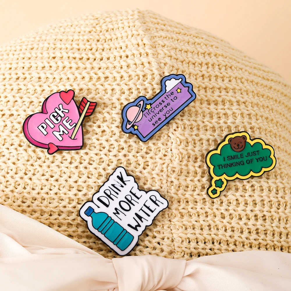 Fine Blessing Hope Letter Collection Enamel Brooches Make Today Great Pick Me Read Good Books Best For You Pins