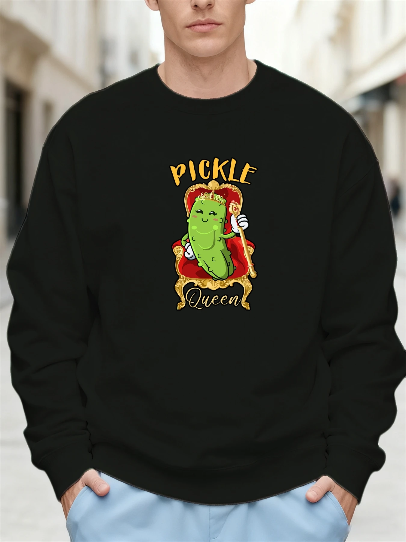 وصل حديثًا لعام 2025 سترة مخلل الملكة اللطيفة بتصميم كلاسيكي على شكل تاج عرش جرافيك 100% قطن كبيرة الحجم للرجال سترة غير رسمية يومية #3