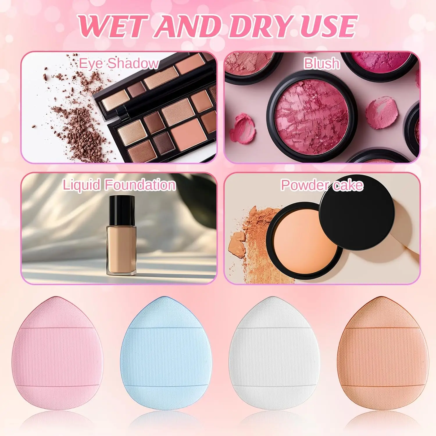 72個のフィンガーパウダーパフミニメイクアップスポンジ、ファンデーション、フェイスパウダー、コンシーラー、リペアクリーム用のソフトビューティーブレンダーパフ