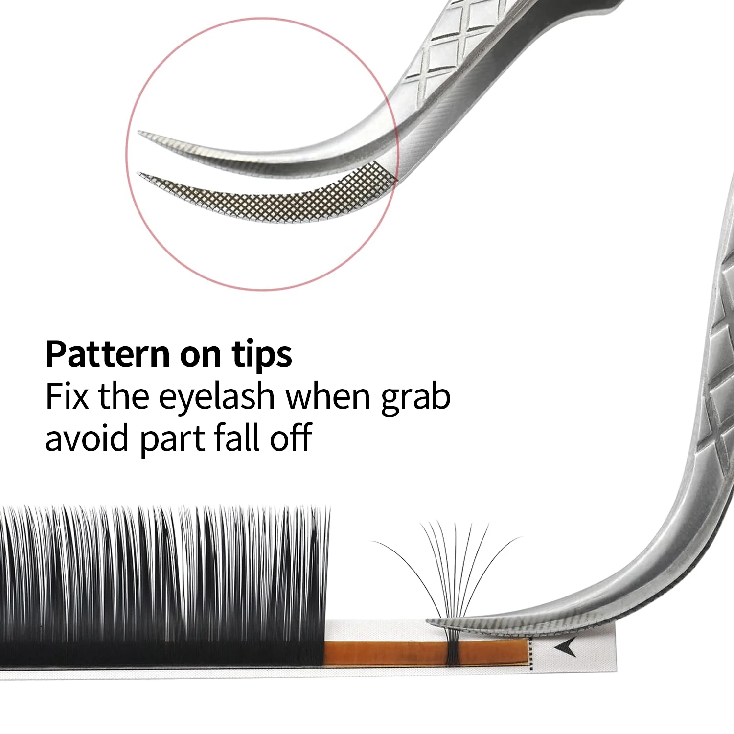 Pinzas de extensión de pestañas con puntas de fibra, pinzas plateadas de acero inoxidable de alta precisión para herramientas de maquillaje profesionales, 1 ud.