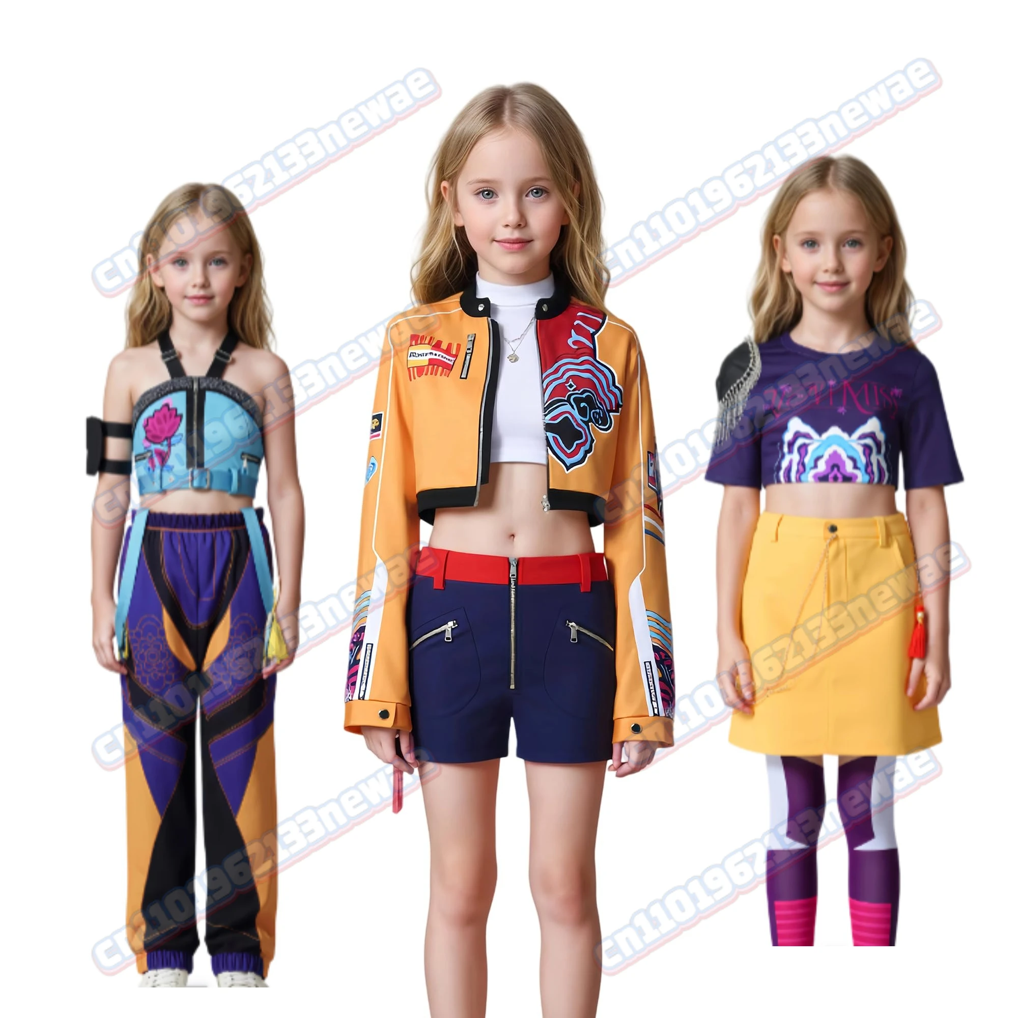 

Rumi Zoey Mira Kpop Demon Hunters Cosplay Kids Child Girls Costume Huntrix Group Idol Roleplay Outfits Halloween Carnival Suit