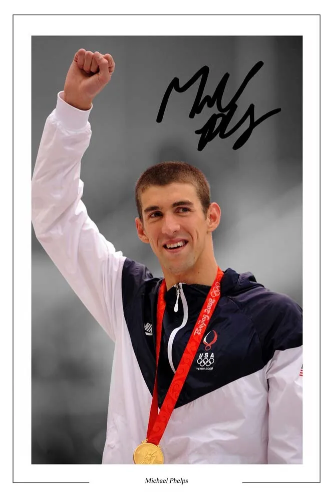 Michael Phelps Autographed Swimming Olympics Signed Reprint Photo Posters Wall Art Rome Decoration