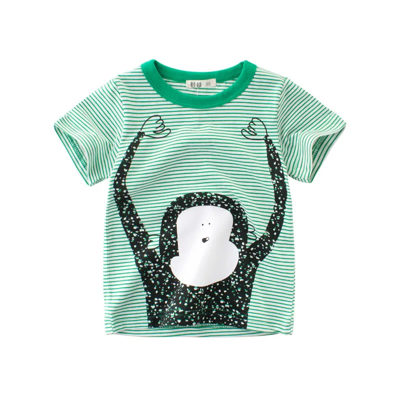 2-9 Years Boys T-Shirt Cartoon Animals Baby Kids Children Cotton Short Sleeves Summer Clothing Monkey Printing 9625