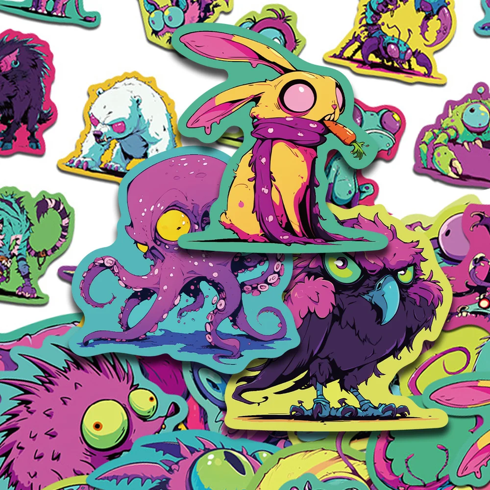 50pcs Colorful Strange Creatures Stickers Decals For Phone Laptop Scrapbook Skateboard Guitar DIY Graffiti Aesthetic Stickers