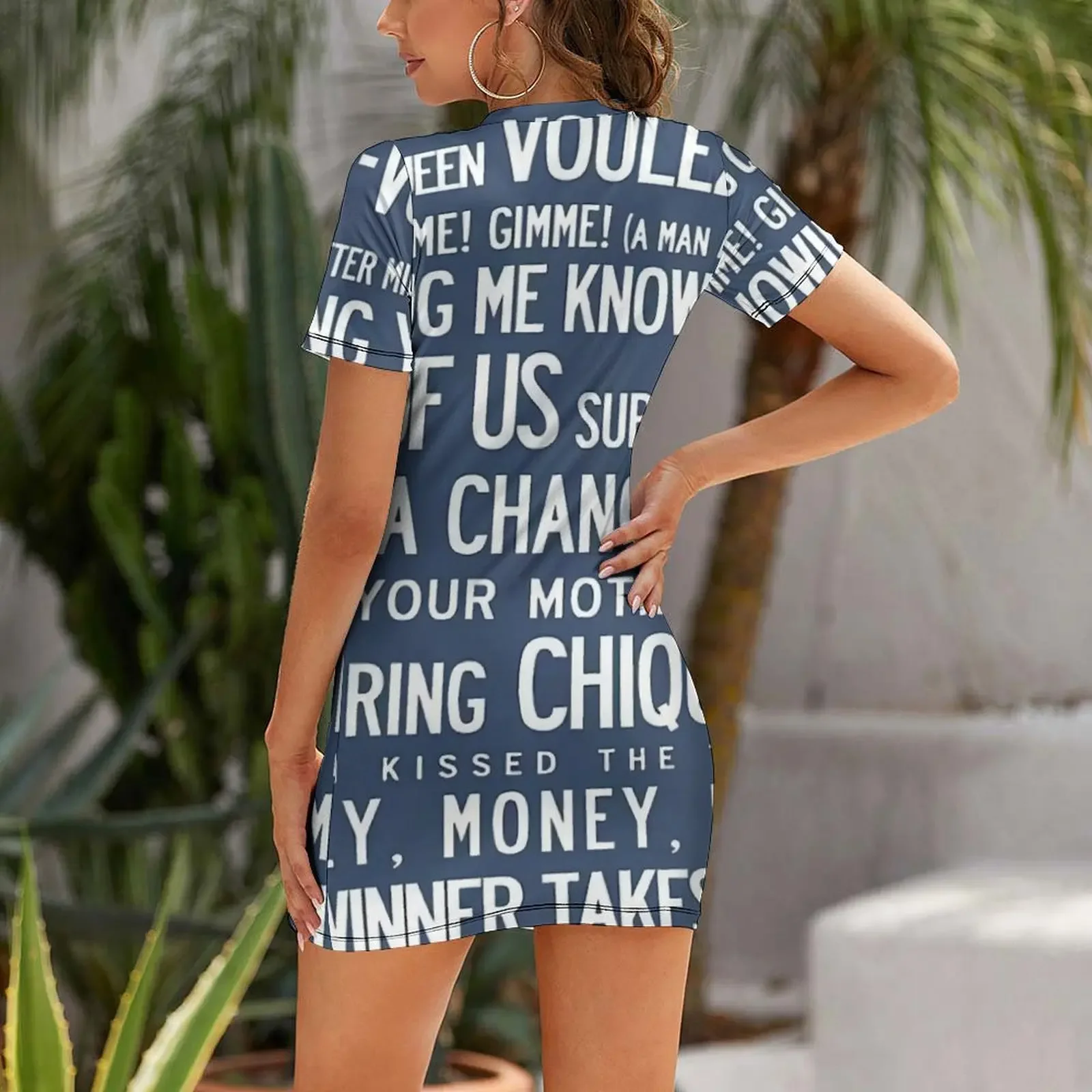 ชุดเดรสแขนสั้น SOS AB BA Lyrics สำหรับงานพรอม ปี 2025 ชุดเดรสฤดูร้อนทรงหลวม เสื้อผ้าผู้หญิงฤดูร้อน