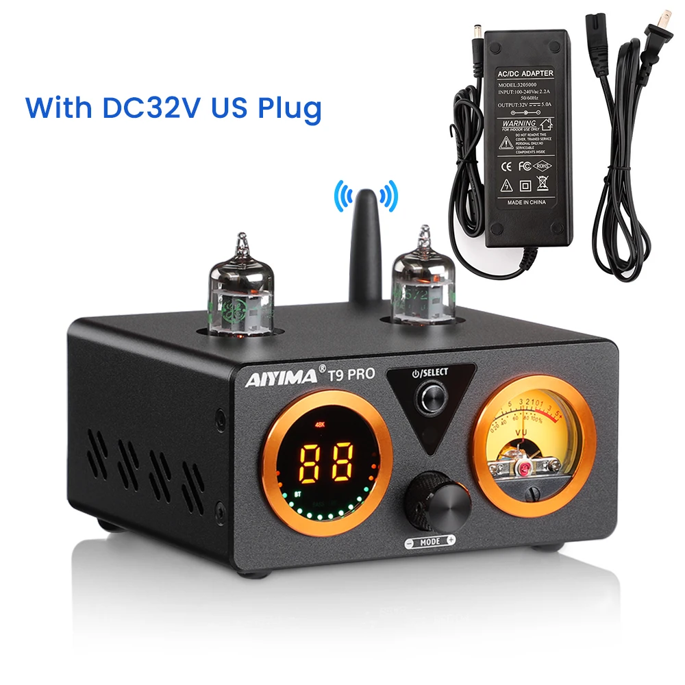 AIYIMA T9 PRO APTX HD Bluetooth Versterker Audio 100Wx2 HiFi Stereo Eindversterker USB DAC COAX OPT VU Meter Buizenversterker