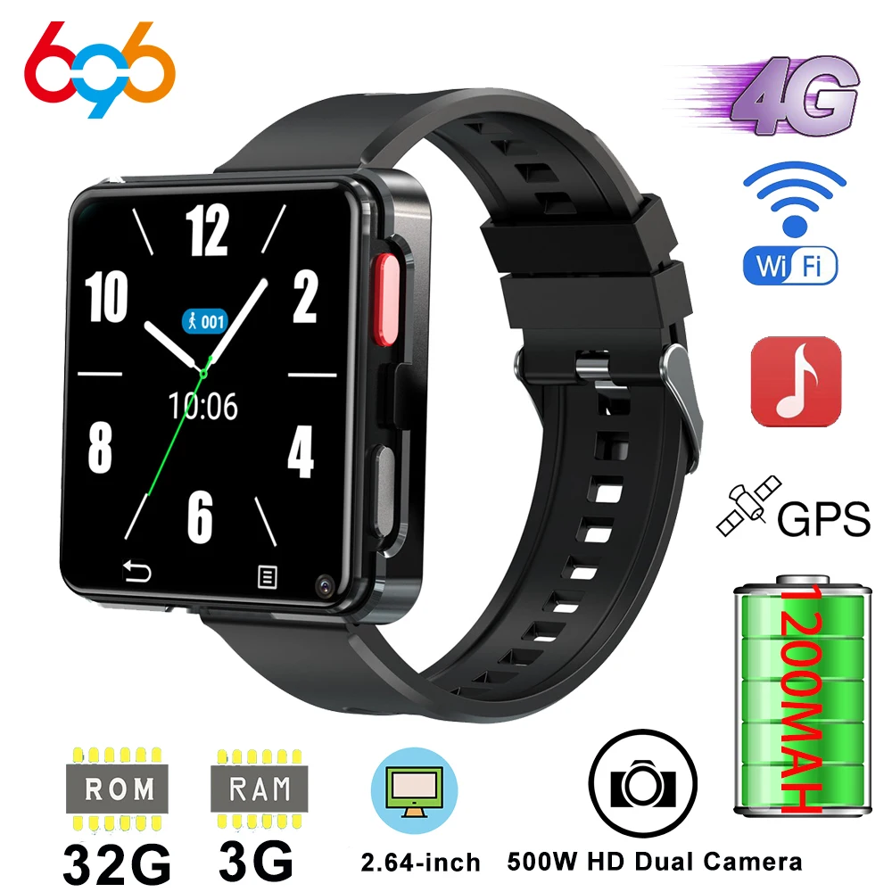 4G Men Women Smart Watch GPS WIFI 500W HD Dual Camera Video Call APP Download 1200mah Battery 3GB RAM 32GB ROM SIM Smartwatch