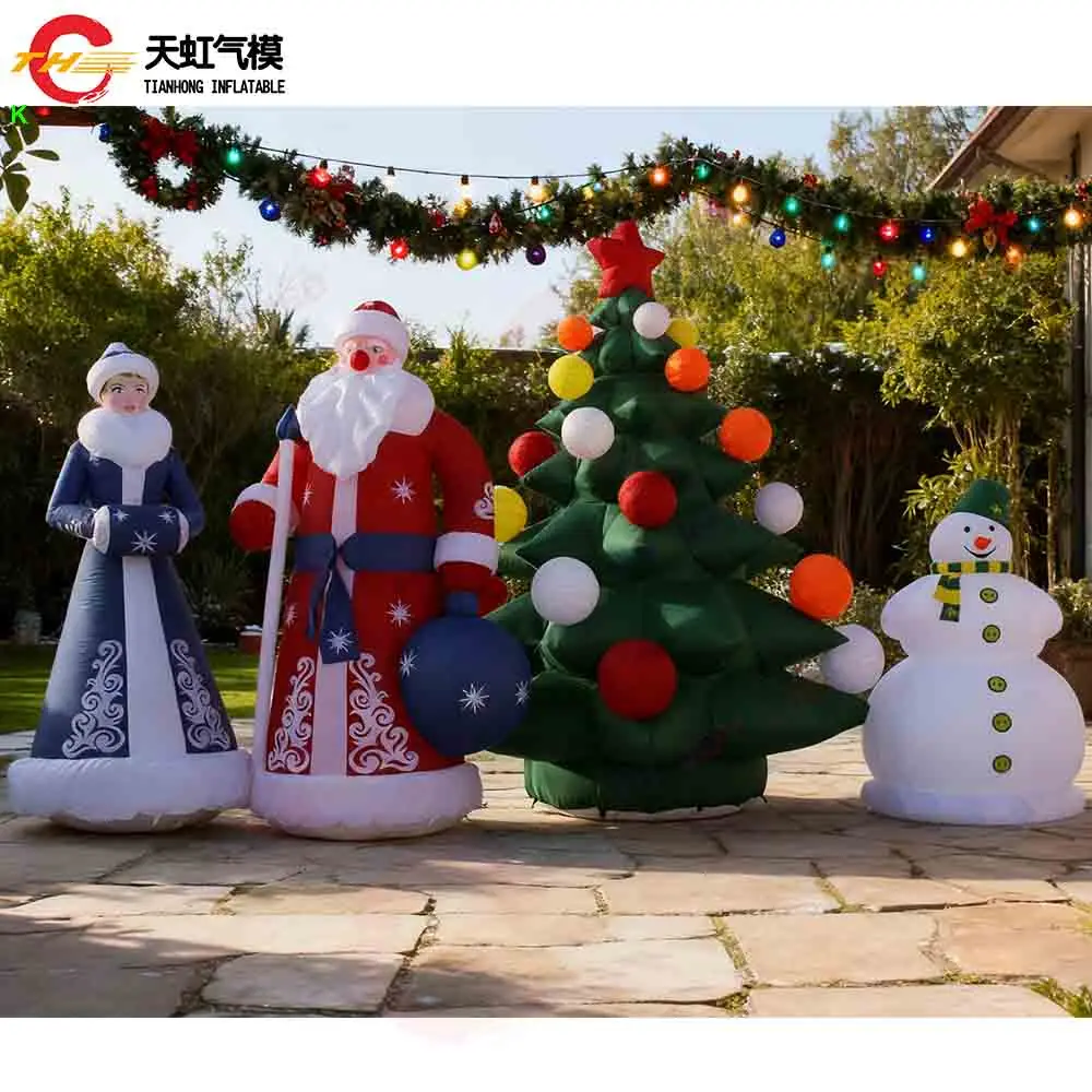 Dekoracja świąteczna dmuchana na Nowy Rok 2026, dmuchany Święty Mikołaj, bałwan, model drzewka bożonarodzeniowego z dmuchawą.